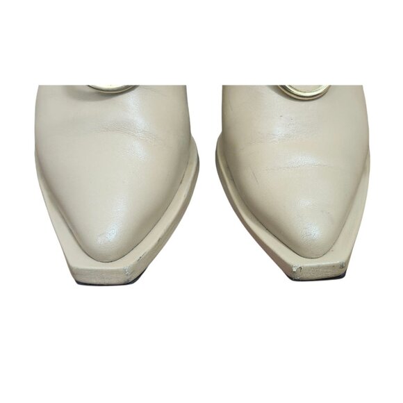 REIKE NEN Ring Detail Square Toe Loafer Leather Red Heel Beige Tan EU 36 - Picture 4 of 13